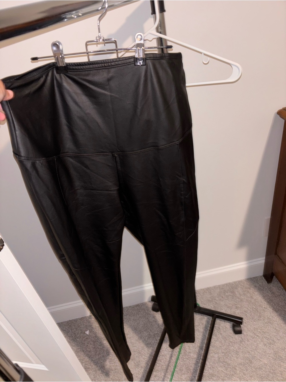 Yummie Women's Black High-Waist Shaping Faux Leather Legging